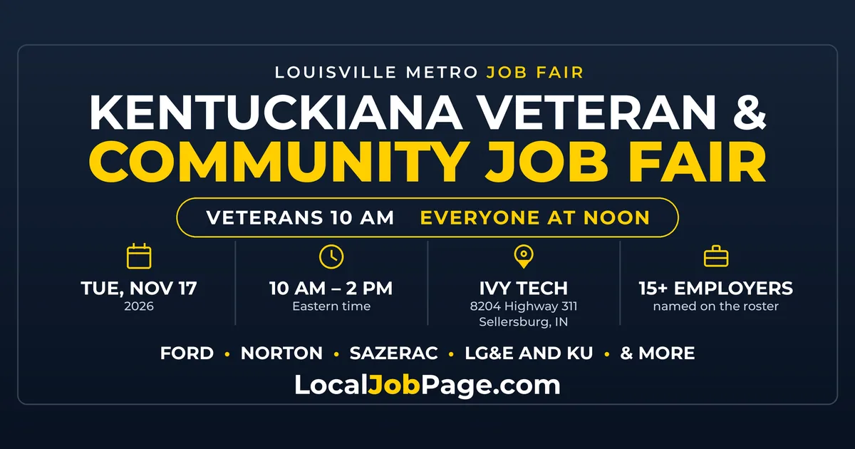 Kentuckiana Veteran & Community Job Fair Nov. 17: Ford, Norton and More at Ivy Tech Sellersburg